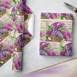 Papel De Regalo Lilacs de primavera Añadir nombre de cumpleaños La