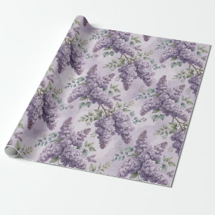 Papel De Regalo Lilas Flores de Lilas Verde Salvia Lavanda Polvori