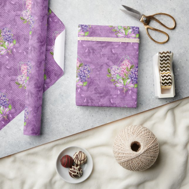 Papel De Regalo Lilas Moradas y Rosadas (Artesanía)