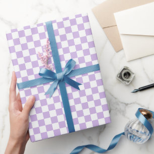 Papel De Regalo Liliaco púrpura simple pastel a cuadros