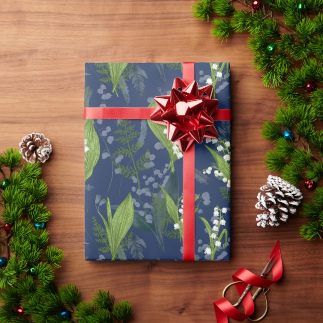Papel De Regalo Lily del fondo azul oscuro del valle (Regalo de vacaciones)