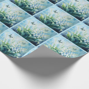 Papel De Regalo Lily del Valle con mariposas botánicas
