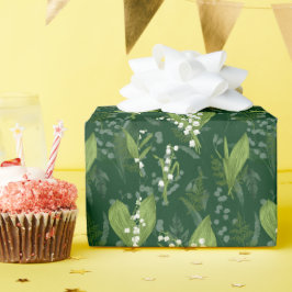Papel De Regalo Lily of Valley con Ferns || Verde oscuro