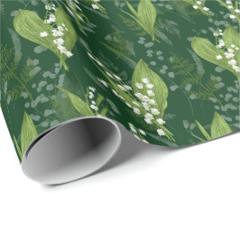 Papel De Regalo Lily of Valley con Ferns || Verde oscuro
