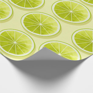 Papel De Regalo Lime Slices en amarillo claro