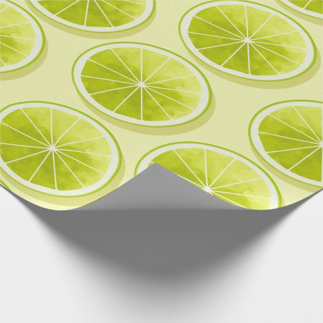 Papel De Regalo Lime Slices en amarillo claro (Esquina)
