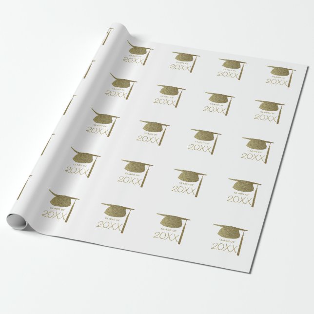 Papel De Regalo Límite de graduación de oro con año (Desenrollado)