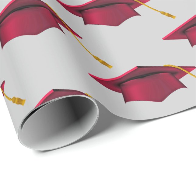 Papel De Regalo Límites de graduación rojos en gris (Esquina del rollo)