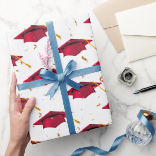 Papel De Regalo Límites de graduación rojos y Confetti de oro