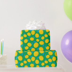 Papel De Regalo Limón amarillo fresco Vibrante Verde Seamless Cump