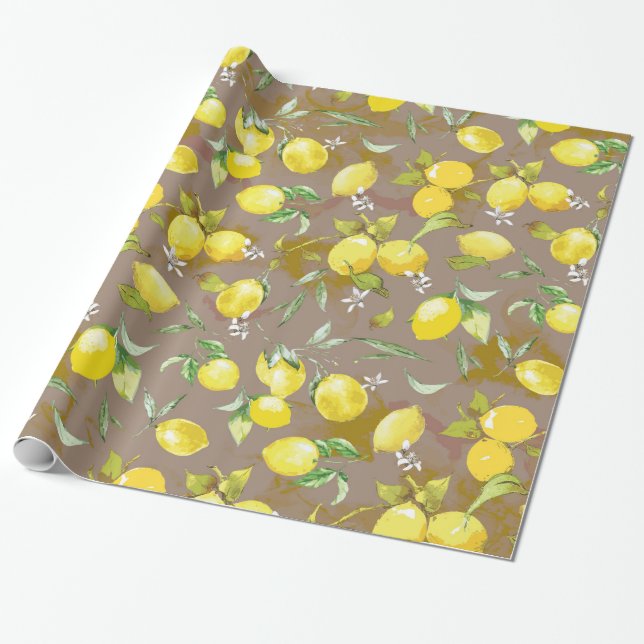 Papel De Regalo Limón en acuarela (Desenrollado)