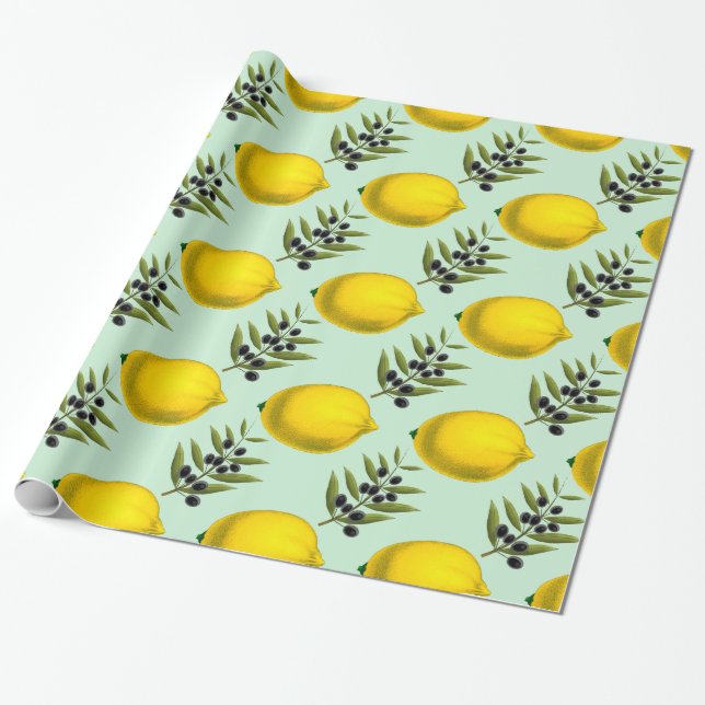 Papel De Regalo Limón y aceitunas para siempre (Desenrollado)