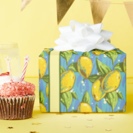 Papel De Regalo Limones en Azul