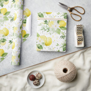Papel De Regalo Limones Frutas Amarillas