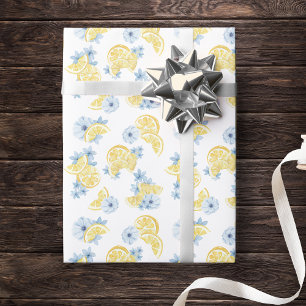 Papel De Regalo Limones y Flores Cortadas a la Acuarela