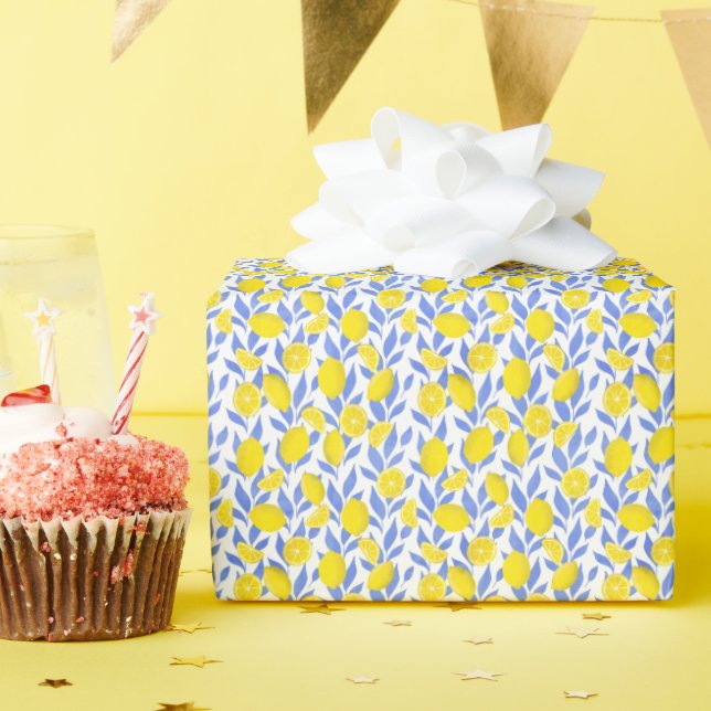 Papel De Regalo Limonis Azules Mediterráneo (Fiesta de cumpleaños )