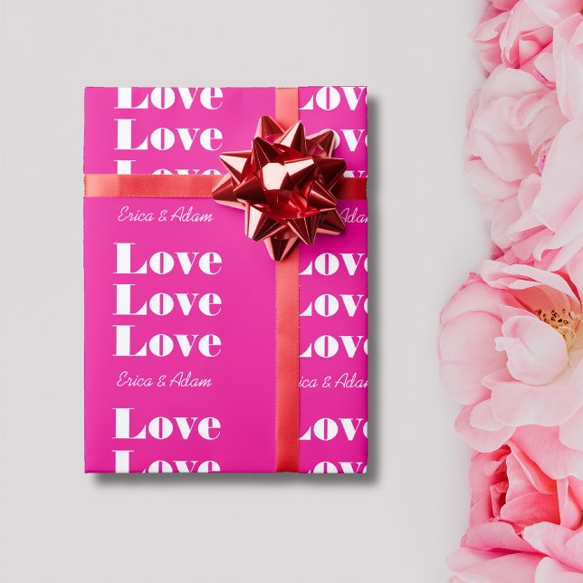 Papel De Regalo Limpieza blanca simple 3 x Amor | Fucsia brillante (Subido por el creador)