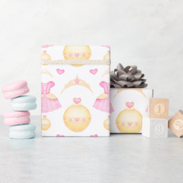 Papel De Regalo Linda Corona de Princesa de Acuarela Rosa