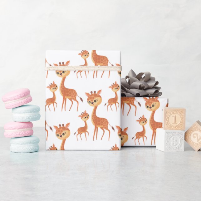 Papel De Regalo linda mami baby giraffe fiesta de azulejos (Baby Shower)