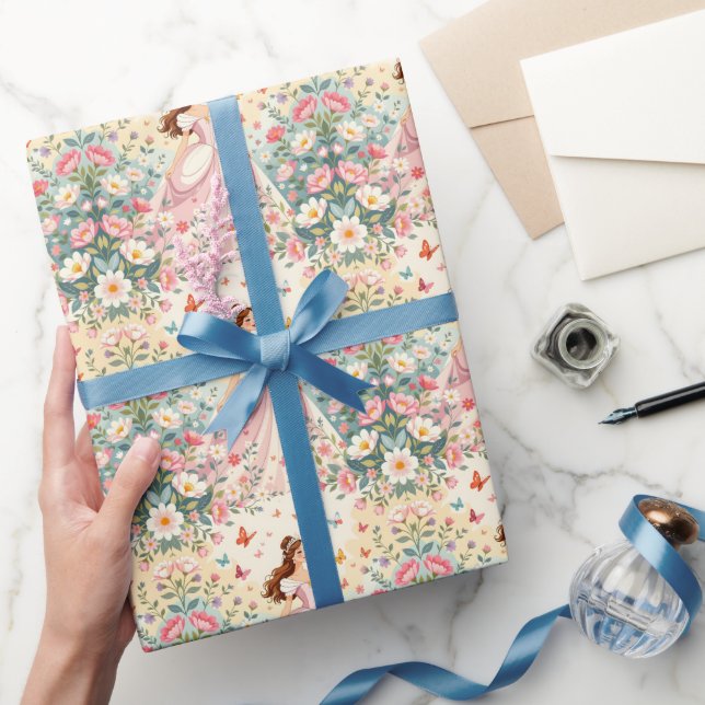 Papel De Regalo Linda princesa con mariposas (Regalar)