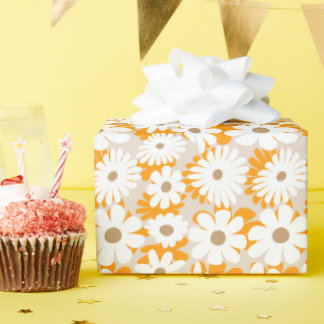 Papel De Regalo Lindas flores grandes y blancas en patrón