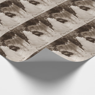 Papel De Regalo lindo akita besando a muñeco de nieve