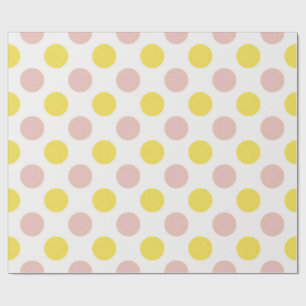 Papel De Regalo Lindo Amarillo y Rosado de Lunares