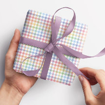 Lindo arcoiris gingham chapado en colores pastel
