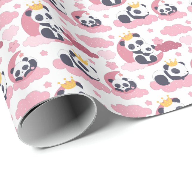 Papel De Regalo lindo bebé oso panda Princesa (Esquina del rollo)