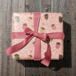 Papel De Regalo Lindo Bellota Rosa Otoño