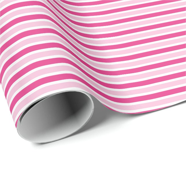 Papel De Regalo Lindo Chic Rayas Rosadas y Blancas  (Esquina del rollo)
