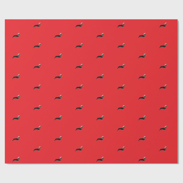 Papel De Regalo lindo dachshund de Navidad  (Superficie plana)