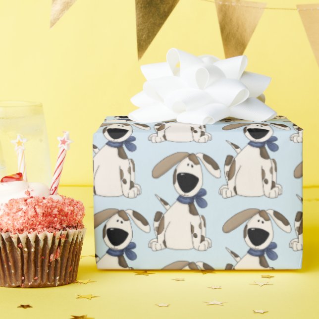 Papel De Regalo lindo doggy con arco azul (Fiesta de cumpleaños )