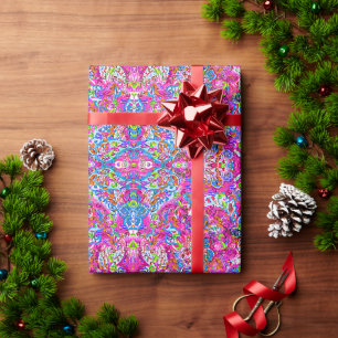 Papel De Regalo Lindo fantástico floral abstracto colorido