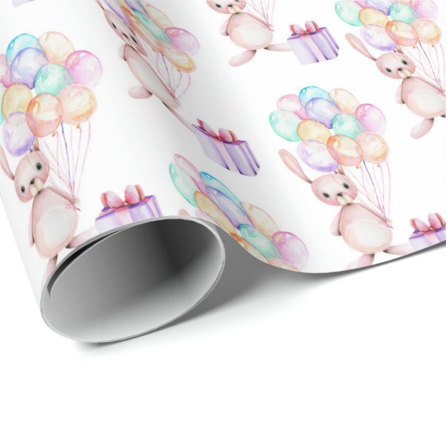Papel De Regalo lindo fiesta de balón de cumpleaños (Esquina del rollo)