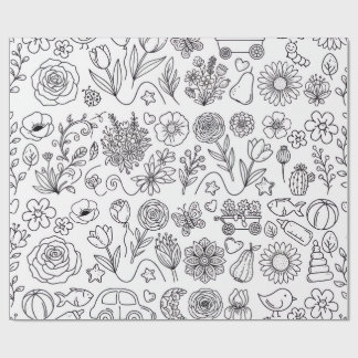 Papel De Regalo Lindo Floral De Dibujos Para Colorear Empaquetado