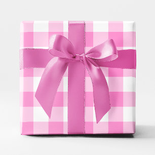 Papel De Regalo Lindo Gingham Grande de Rosa y Blanco