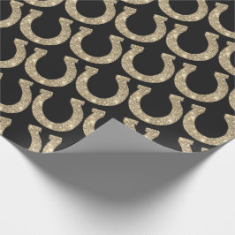 Papel De Regalo Lindo glamuroso herradura dorado brillo negro