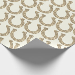 Papel De Regalo Lindo glamuroso herradura dorado con brillo blanco