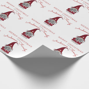 Papel De Regalo Lindo Gnomo Familiar Rústico Feliz Navidad Hogar