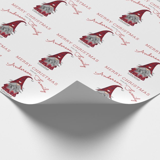 Papel De Regalo Lindo Gnomo Familiar Rústico Feliz Navidad Hogar (Esquina)
