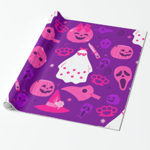 Papel De Regalo lindo halloween florido fantasma rosa