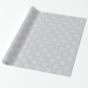 Papel De Regalo lindo juego de regalo de copos de nieve gris plate