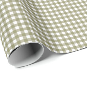 Papel De Regalo Lindo patrón de gingham a cuadros verde oliva retr