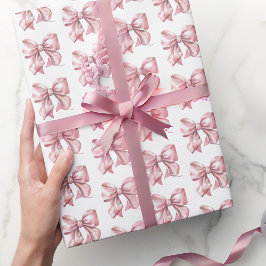 Papel De Regalo Lindo Patrón de Lazo Rosa de Coqueta