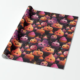 Papel De Regalo lindo patrón de quequitos de calabaza para niños h