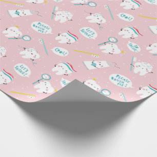 Papel De Regalo Lindo patrón dental Rosa Cepilla tus dientes