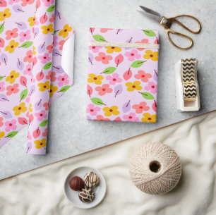 Papel De Regalo Lindo patrón floral pastel suave rosa femenino