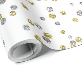 Papel De Regalo lindo patrón oro plateado Año Nuevo