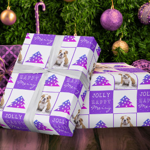 Papel De Regalo Lindo perro cachorro mascota alegre árbol de Navid